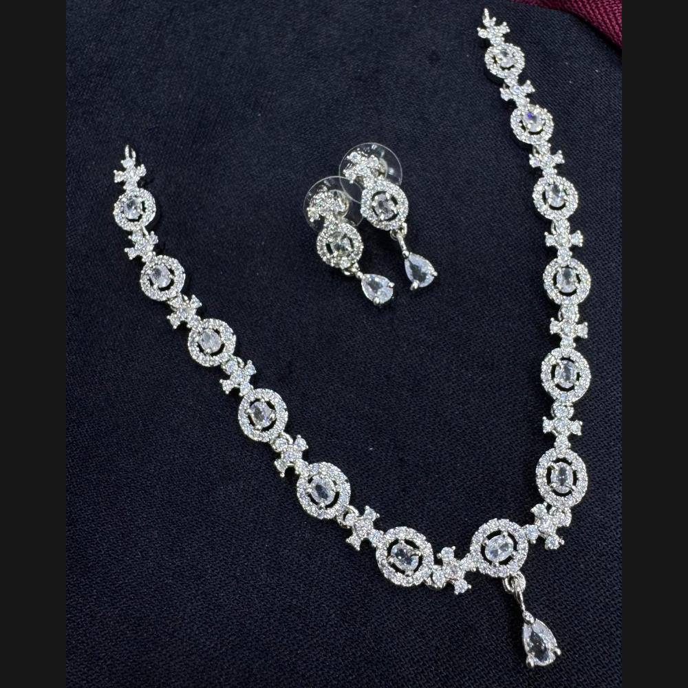 Manisha Jewellery Silver Plated American Diamonds Necklace Set