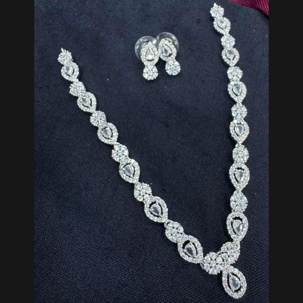 Manisha Jewellery Silver Plated American Diamonds Necklace Set