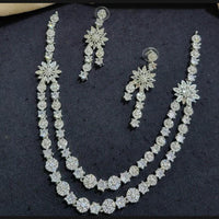 Manisha Jewellery Silver Plated American Diamonds Necklace Set