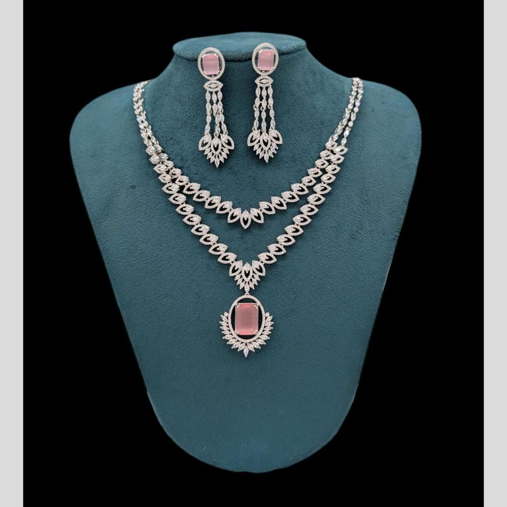 Manisha Jewellery Silver Plated American Diamonds Necklace Set