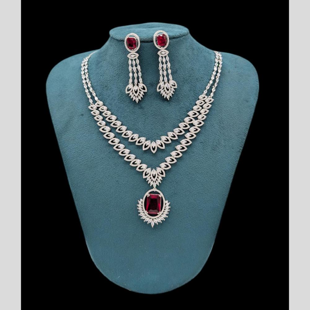 Manisha Jewellery Silver Plated American Diamonds Necklace Set