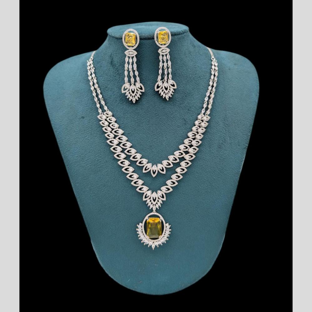 Manisha Jewellery Silver Plated American Diamonds Necklace Set