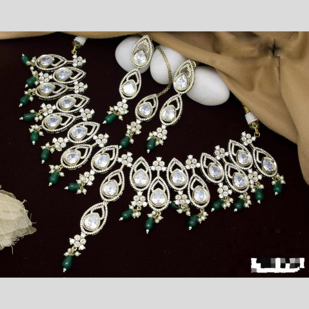 Manisha Jewellery Gold Plated Polki Kundan And Beads Necklace Set