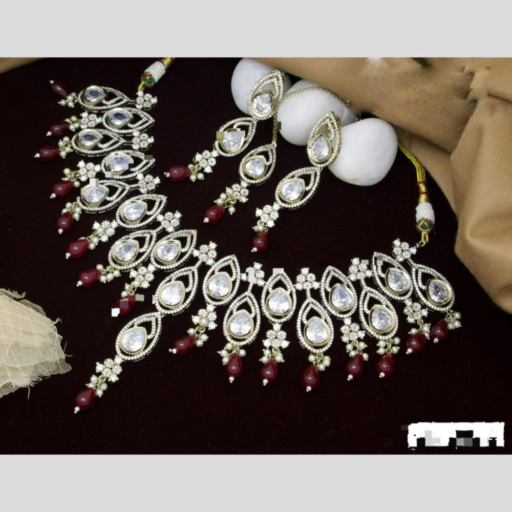 Manisha Jewellery Gold Plated Polki Kundan And Beads Necklace Set