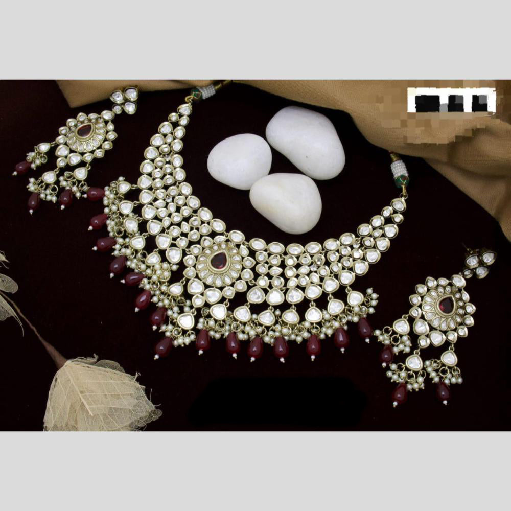 Manisha Jewellery Gold Plated Polki Kundan And Beads Necklace Set