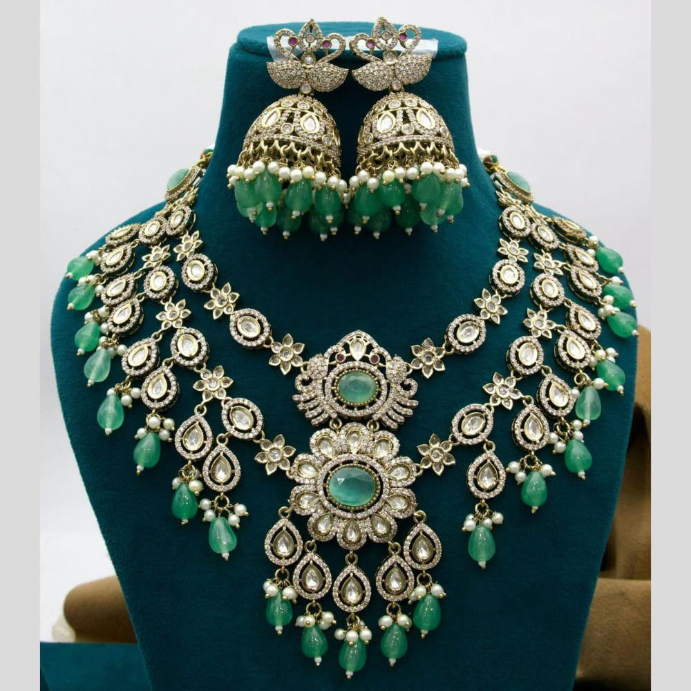 Manisha Jewellery Gold Plated Polki Kundan And Beads Necklace Set