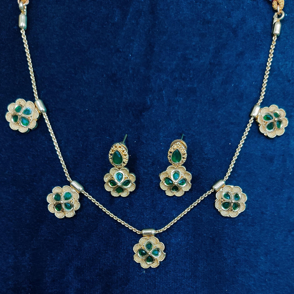 Manisha Jewellery Gold Plated Pota Stone Necklace Set