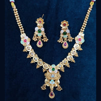 Manisha Jewellery Gold Plated Pota Stone And Meenakari Necklace Set