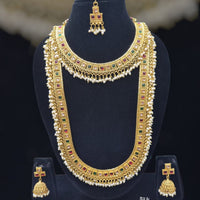 Manisha Jewellery Pota Stone And Pearl Double Necklace Set