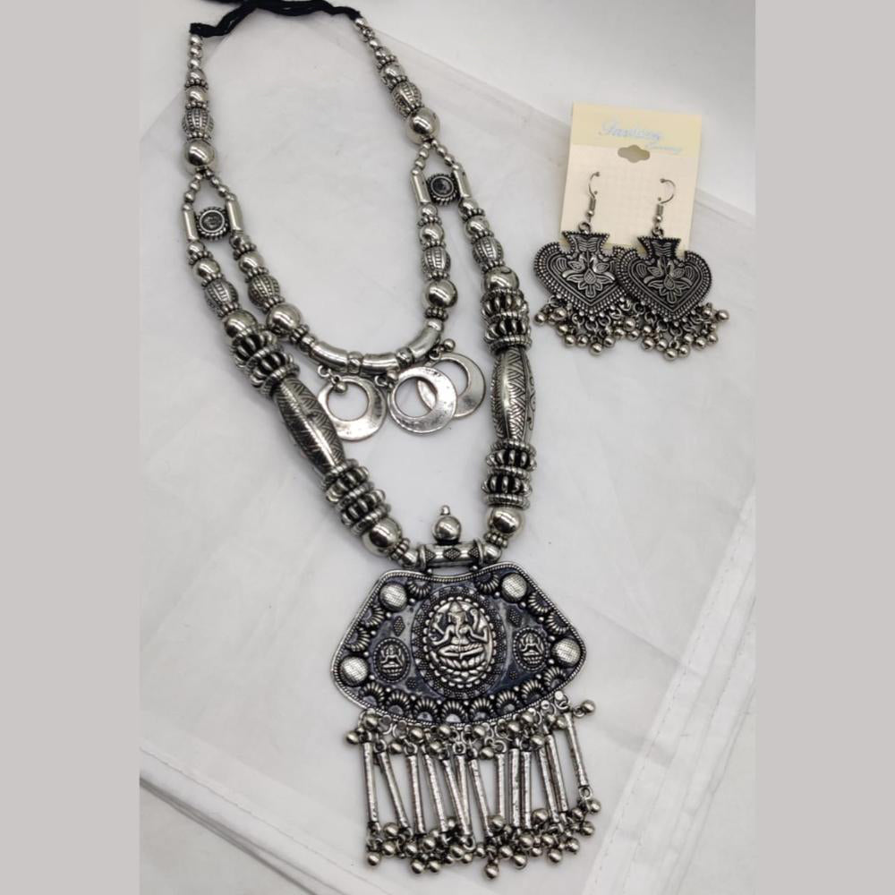 Manisha Jewellery Oxidised Plated Temple Long Necklace Set