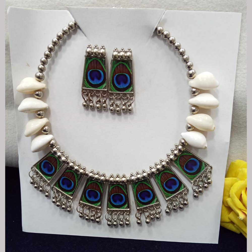 Manisha Jewellery Oxidised Plated Shell Necklace Set