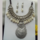 Manisha Jewellery Oxidised Plated Shell Necklace Set