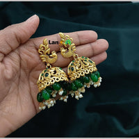 Manisha Jewellery Gold Plated Pota Stone And Beads Jhumki Earrings