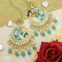 Manisha Jewellery Gold Plated Kundan Stone And Beads Dangler Earrings With Kanchain