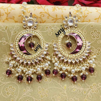 Manisha Jewellery Gold Plated Kundan Stone And Beads Dangler Earrings With Kanchain