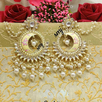Manisha Jewellery Gold Plated Kundan Stone And Beads Dangler Earrings With Kanchain