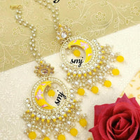 Manisha Jewellery Gold Plated Kundan Stone And Beads Dangler Earrings With Kanchain