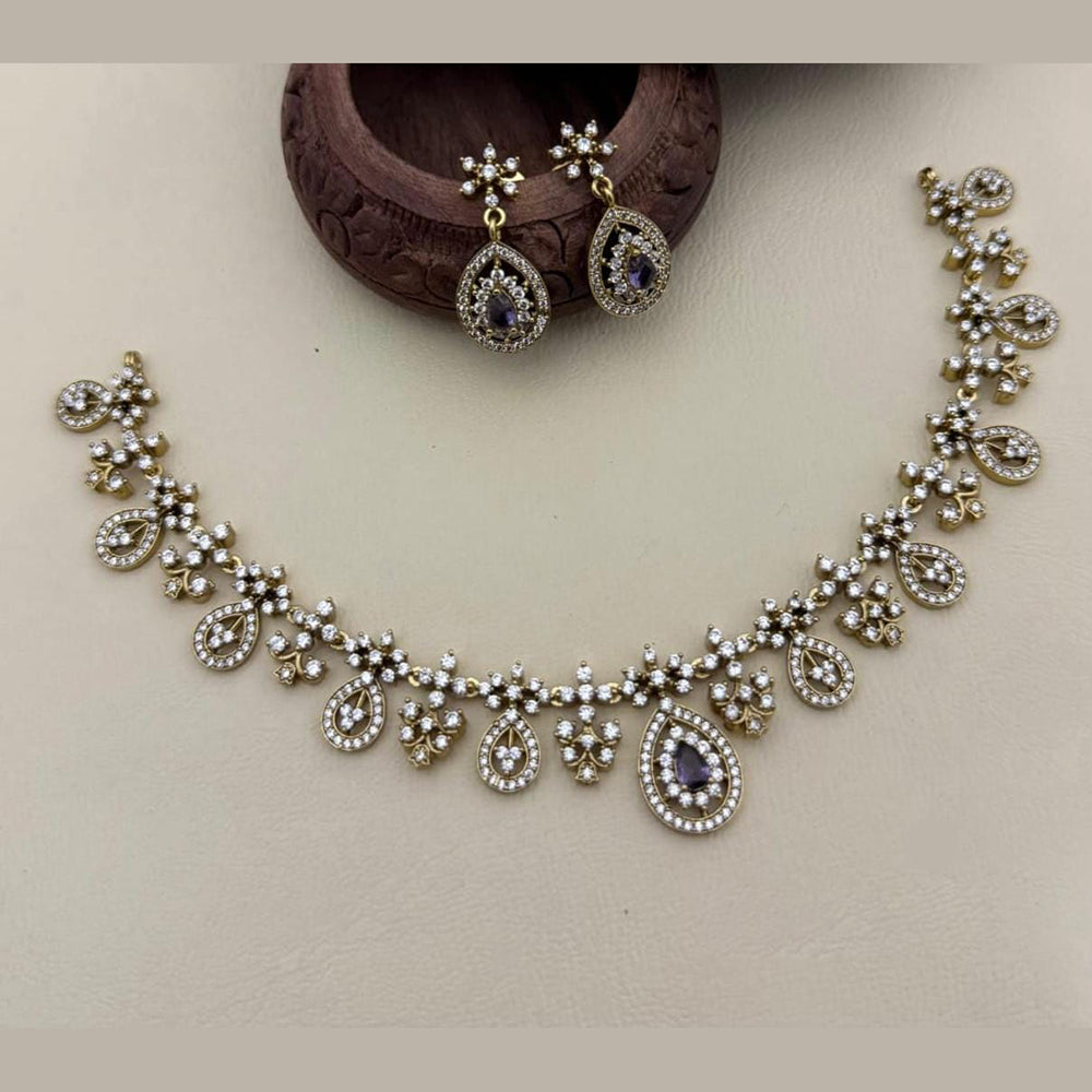 Manisha Jewellery Gold Plated American Diamonds Necklace Set