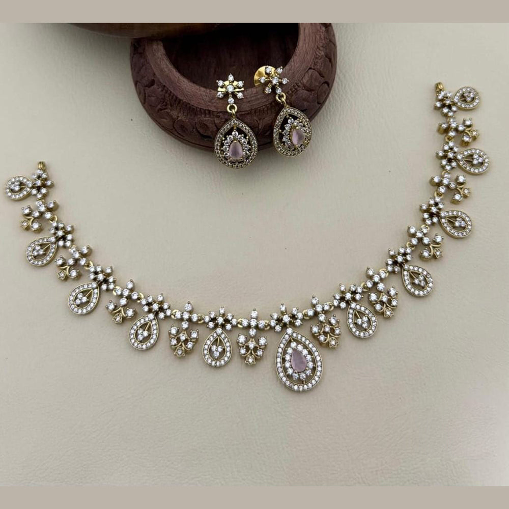 Manisha Jewellery Gold Plated American Diamonds Necklace Set