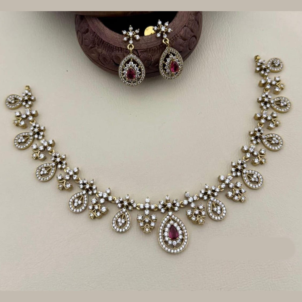 Manisha Jewellery Gold Plated American Diamonds Necklace Set