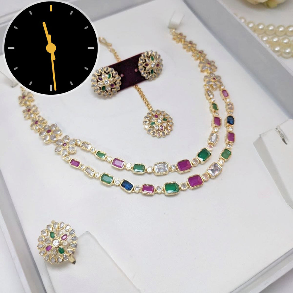 Manisha Jewellery Gold Plated Crystal Stone Necklace Set