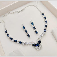 Manisha Jewellery Silver Plated American Diamonds Necklace Set