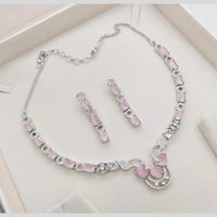 Manisha Jewellery Silver Plated American Diamonds Necklace Set