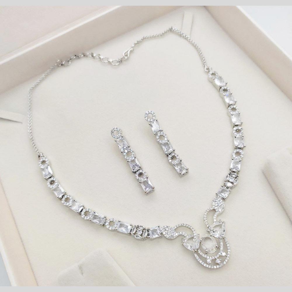 Manisha Jewellery Silver Plated American Diamonds Necklace Set