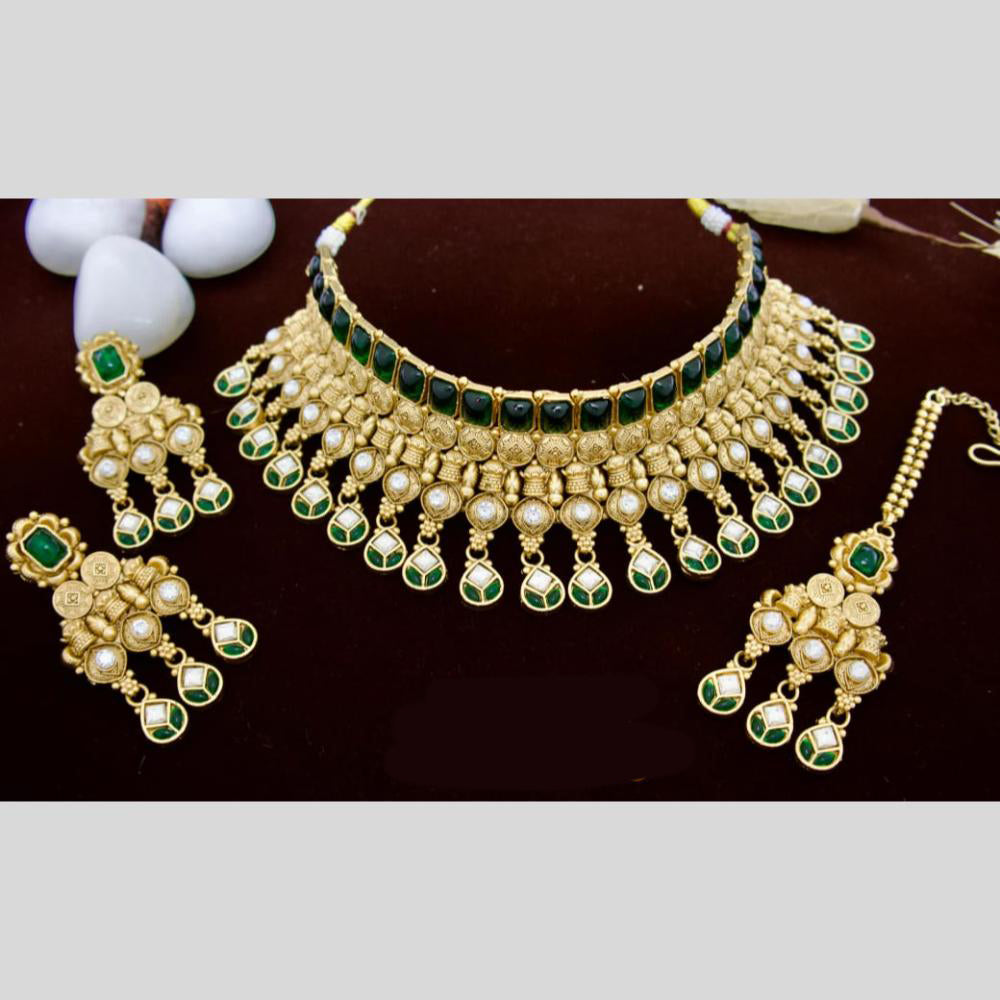 Manisha Jewellery Gold Plated Pota Stone Choker Necklace Set
