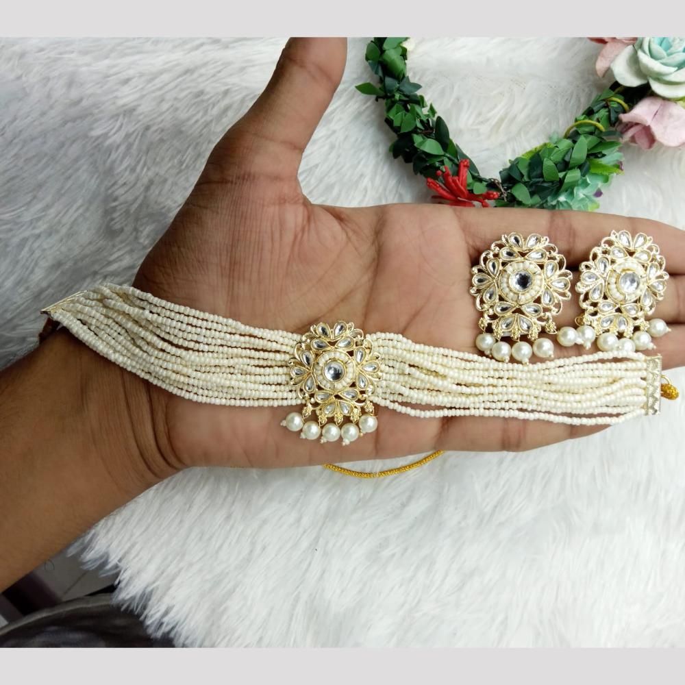 Manisha Jewellery Modern Mughal Kundan And Pearl Choker Necklace Set