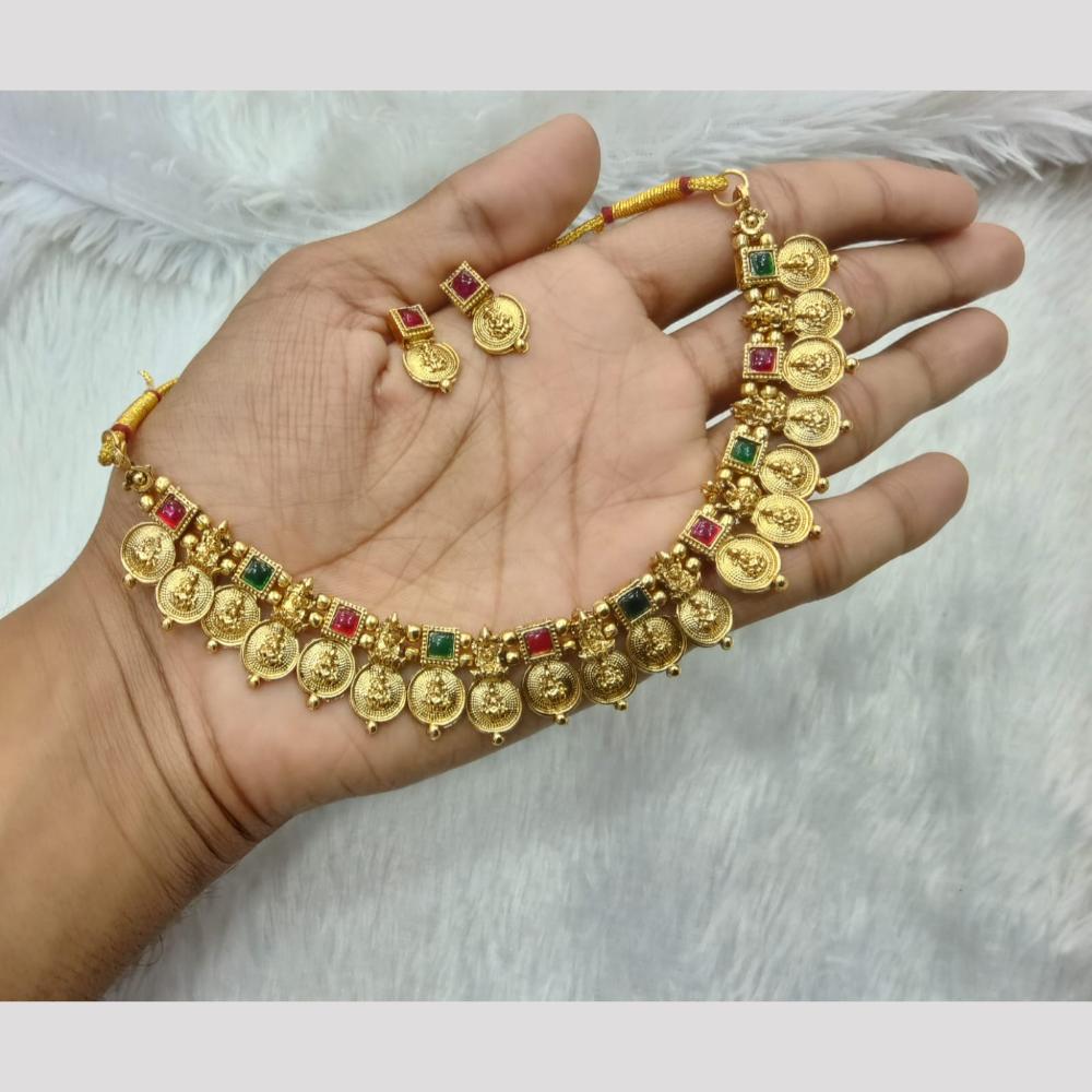 Manisha Jewellery Fusion Glory Pota Stone Temple Necklace Set