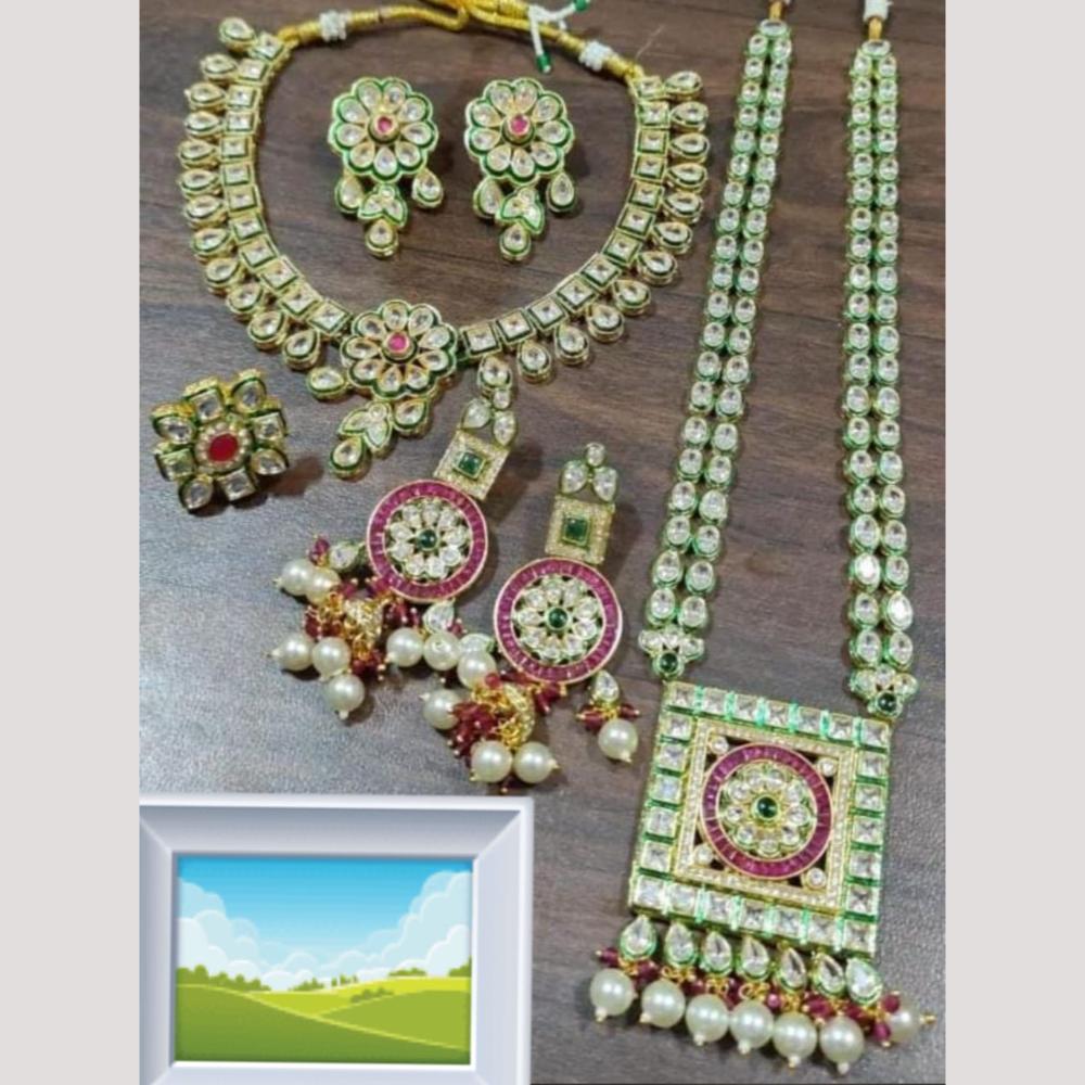 Manisha Jewellery Exclusive Pota & Pearl Double Necklace Set