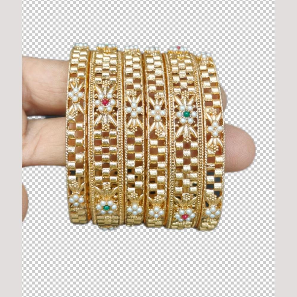 Manisha Jewellery Antique Pota Stone And Pearl Bangles Set