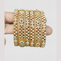 Manisha Jewellery Antique Pota Stone And Pearl Bangles Set 