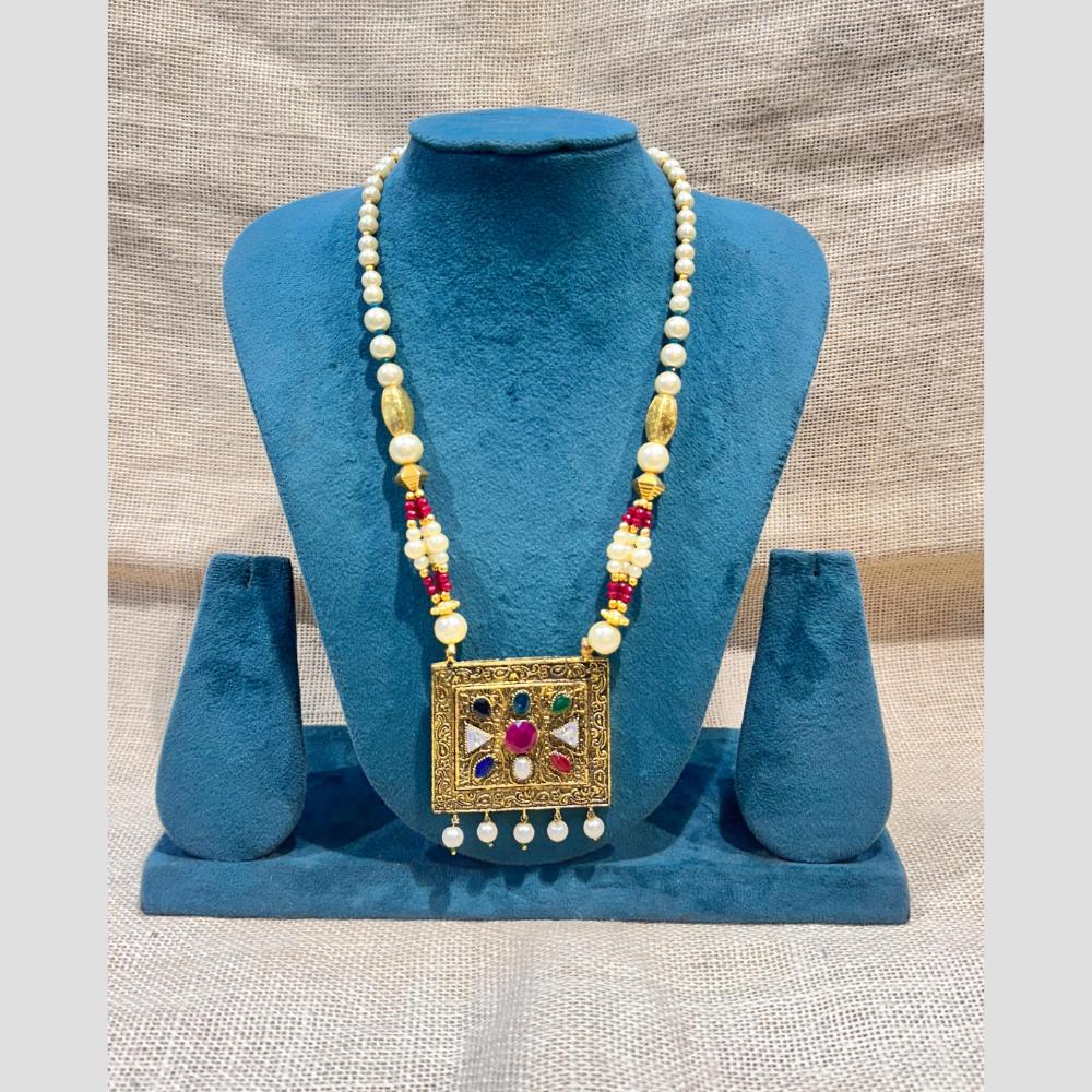 Manisha Jewellery Grace & Glam Pota Stone And Pearl Necklace Set