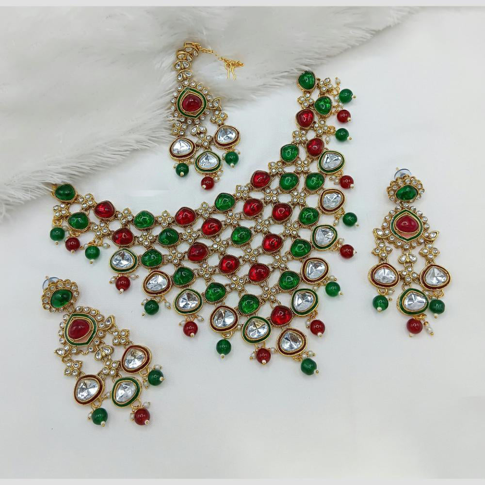 Manisha Jewellery Styled to Shine Crystal Stone And Beads Elegant  Necklace Set