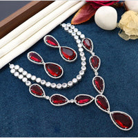 Manisha Jewellery Sparkle Blossom Crystal And Austrain Stone Evening Spark Necklace Set