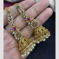 Manisha Jewellery Traditional Twist Austrain Stone And Pearl Jhumki Earrings With Kanchain