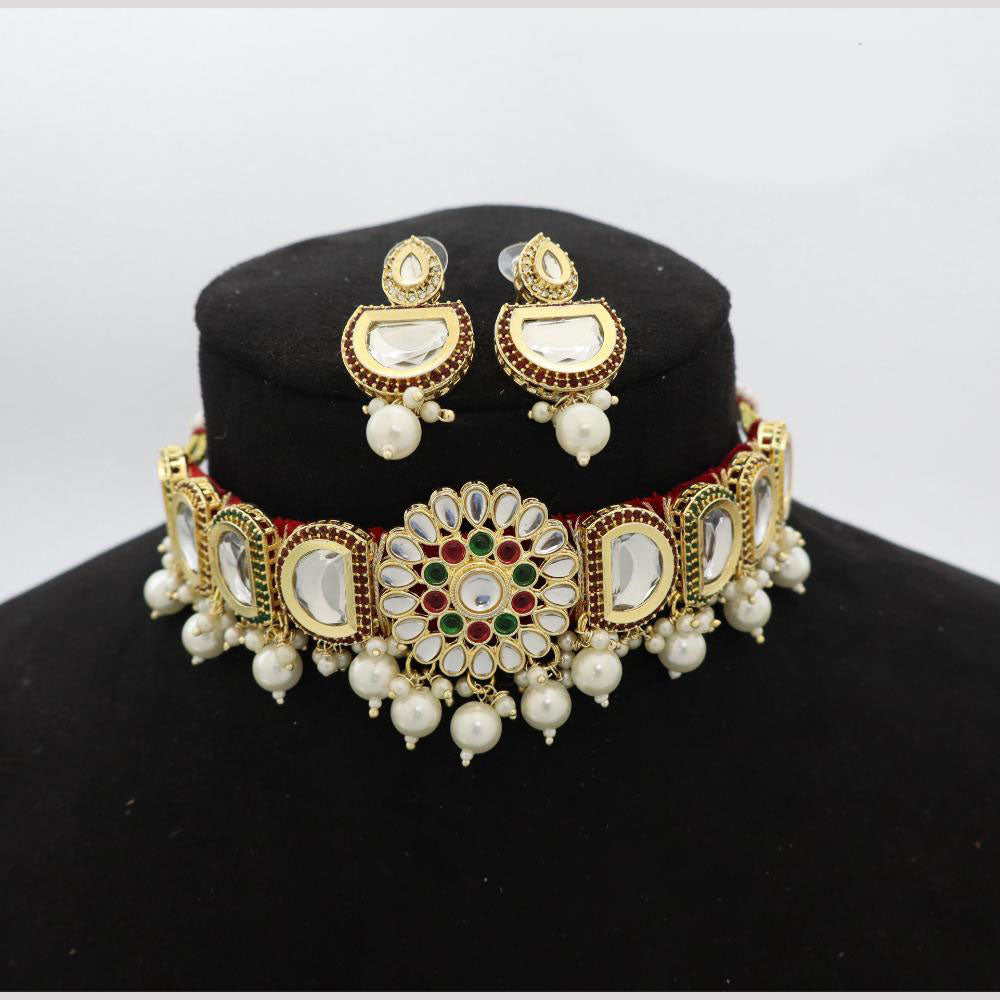 Manisha Jewellery Kundan and Pearls Choker Necklace Set