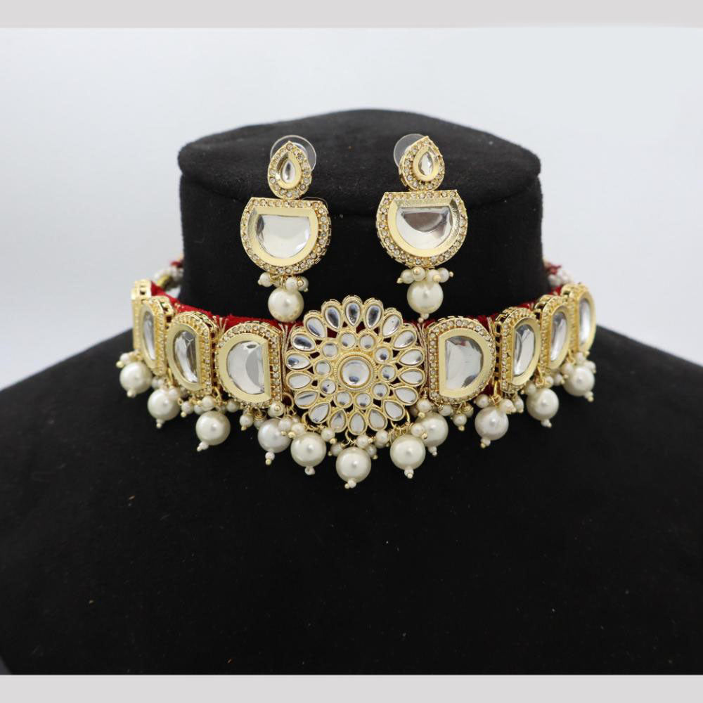 Manisha Jewellery Kundan and Pearls Choker Necklace Set