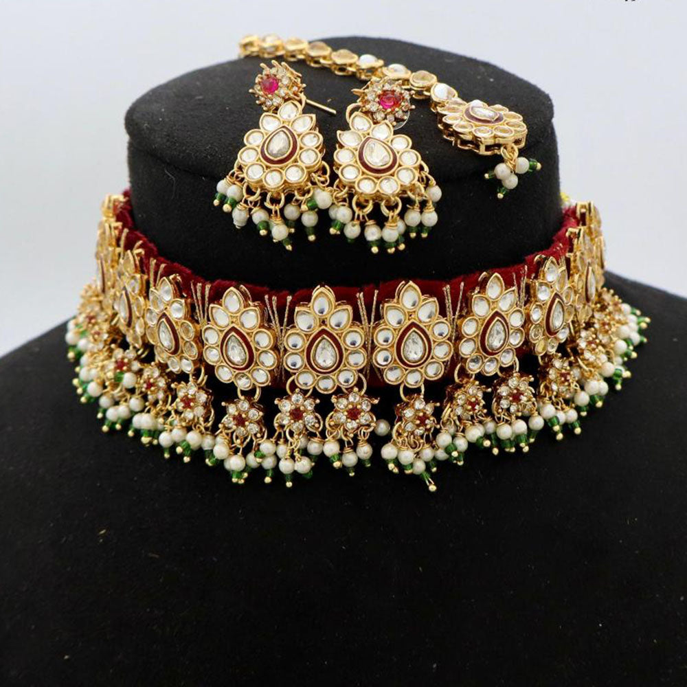Manisha Jewellery Kundan and Pearls Choker Necklace Set