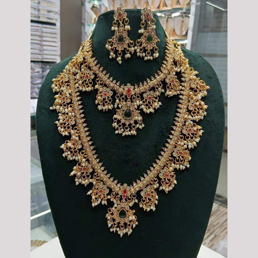 Manisha Jewellery Pota Stone and Pearl Necklace Combo Set