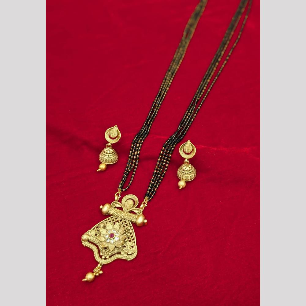 Manisha Jewellery Long Traditional Mangalsutra with Dual‑String Black Beads