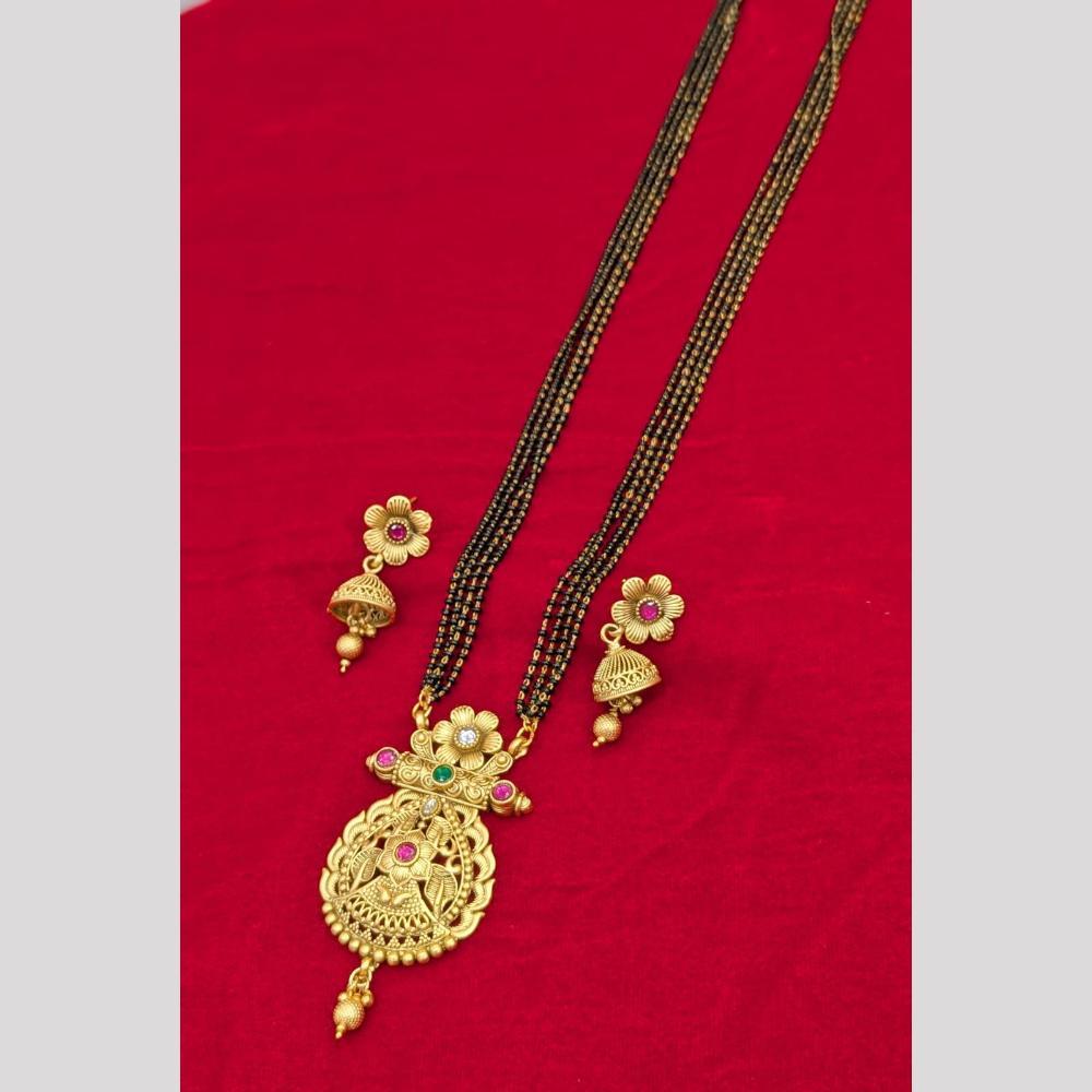Manisha Jewellery Long Traditional Mangalsutra with Dual‑String Black Beads