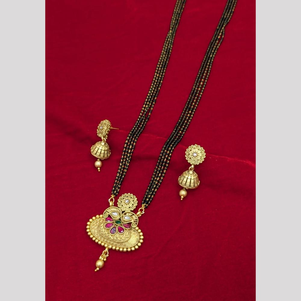 Manisha Jewellery Long Traditional Mangalsutra with Dual‑String Black Beads
