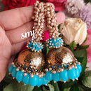 Manisha Jewellery Antique Finish Gold Dome Jhumka with Beads and Pearl Cluster Drops