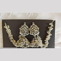 Manisha Jewellery Oxidized Floral Jhumki with Kan chain and Mini Bell Drops
