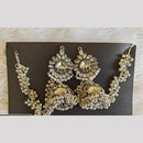 Manisha Jewellery Oxidized Floral Jhumki with Kan chain and Mini Bell Drops