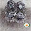 Manisha Jewellery Antique Jhumka Earrings with Pearl Beads and Floral Engraving