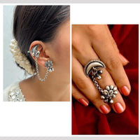 Manisha Jewellery Moonlink Charm Chain Oxidized Earring